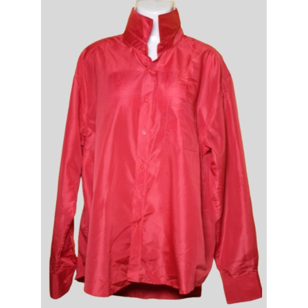 Santino Red Button Down Shirt Long Sleeve Classic Minimalist Office Slim SZ Larg